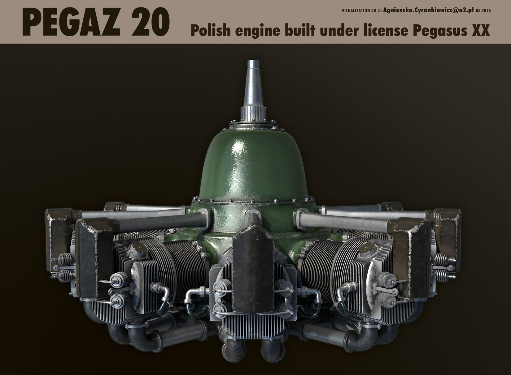 Pegaz 20, Pegasus XX, PZL 37B II, Łoś, WWII, war, 3D, model, render