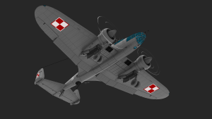 PZL 37 BII – Model 3D samolotu Polskich Zakładów Lotniczych. 3D airplane model reconstruction, visualisation, graphics.