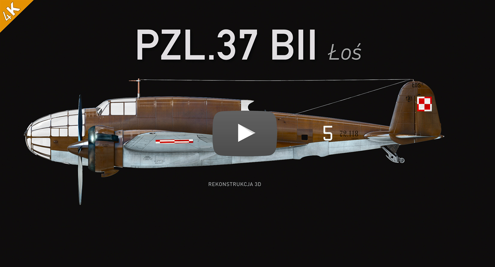 PZL37 BII model 3d render rekonctrukcja